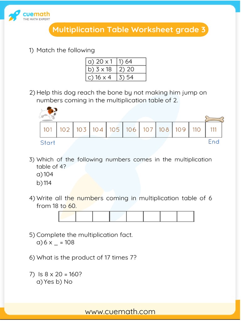 Grade 3 Multiplication Table Worksheet | PDF