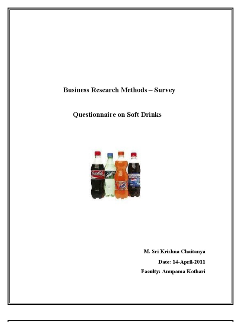 Business Research Methods Questionnaire On Soft Drinks PDF Soft