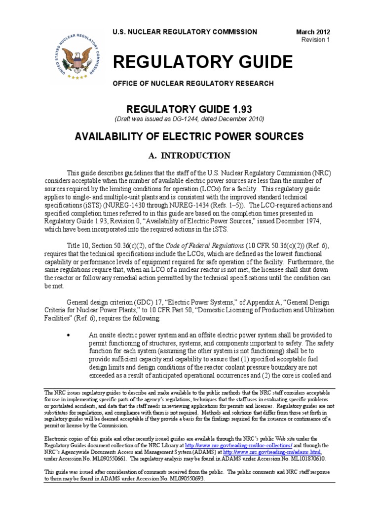 Nuclear Power Source Guidelines | PDF | Nuclear Regulatory Commission ...
