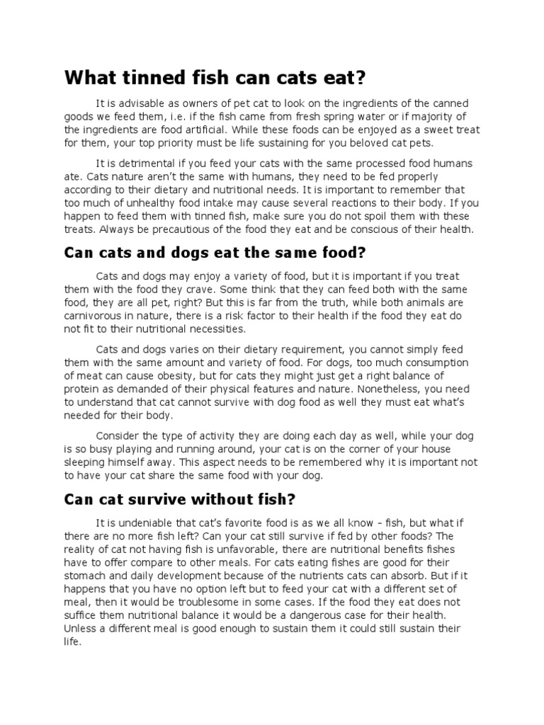 What Tinned Fish Can Cats Eat? PDF Foods Predation