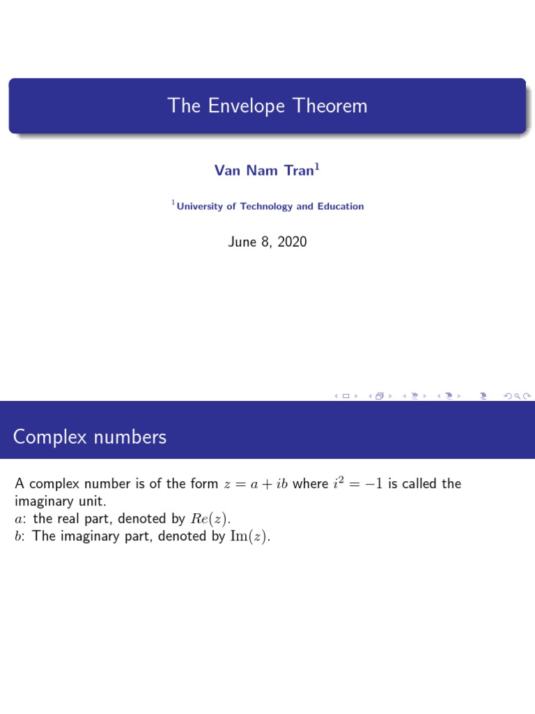 The Envelope Theorem: Van Nam Tran | PDF | Complex Number | Group Theory