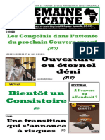 Les Congolais Dans L'attente Du Prochain Gouvernement: La Semaine Africaine