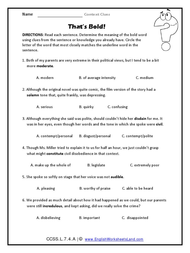 Context Clues | PDF | Language Arts & Discipline