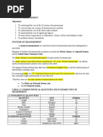 Units of Measurement Objectives