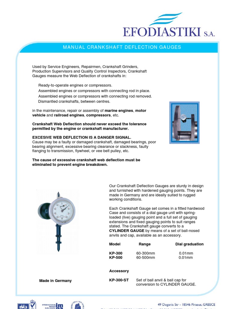 Crankshaft Tester & Dial Indicators PDF Engines Engineering Tolerance
