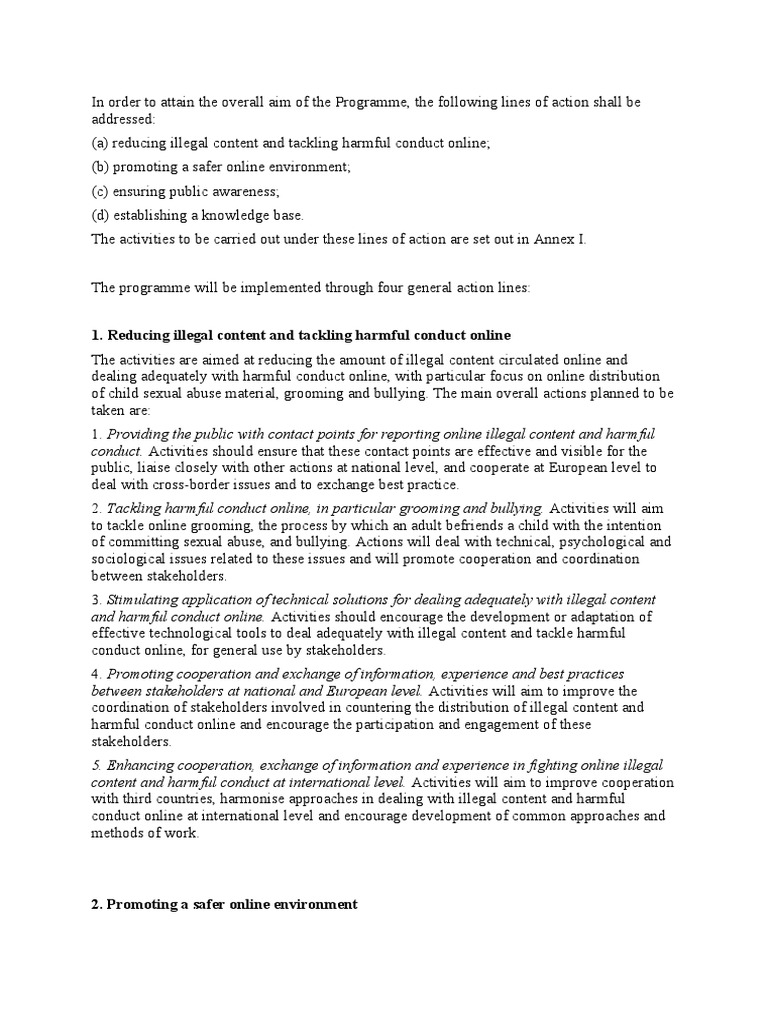 Online Safety Programme Actions Overview | PDF | Risk | Non ...