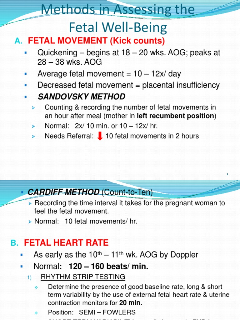 Methods in Assessing Fetal Well-Being | PDF | Fetus | Medical Specialties