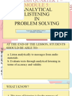 Analytical Listening IN Problem Solving: Prepared By: JAMIE ROSE D. FAVILA Student - Teacher