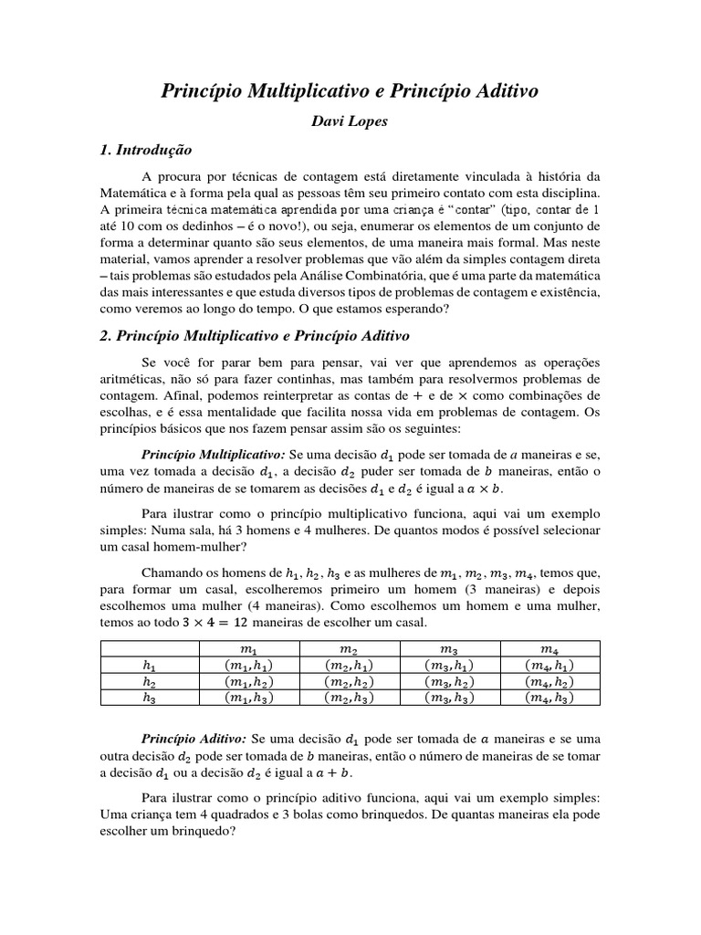 Princípio Multiplicativo e Princípio Aditivo | PDF | Número primo ...