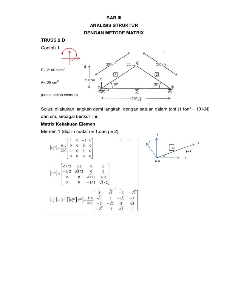 Analisis Struktur Truss 2D Metode Matriks | PDF | Metode & Bahan Ajar
