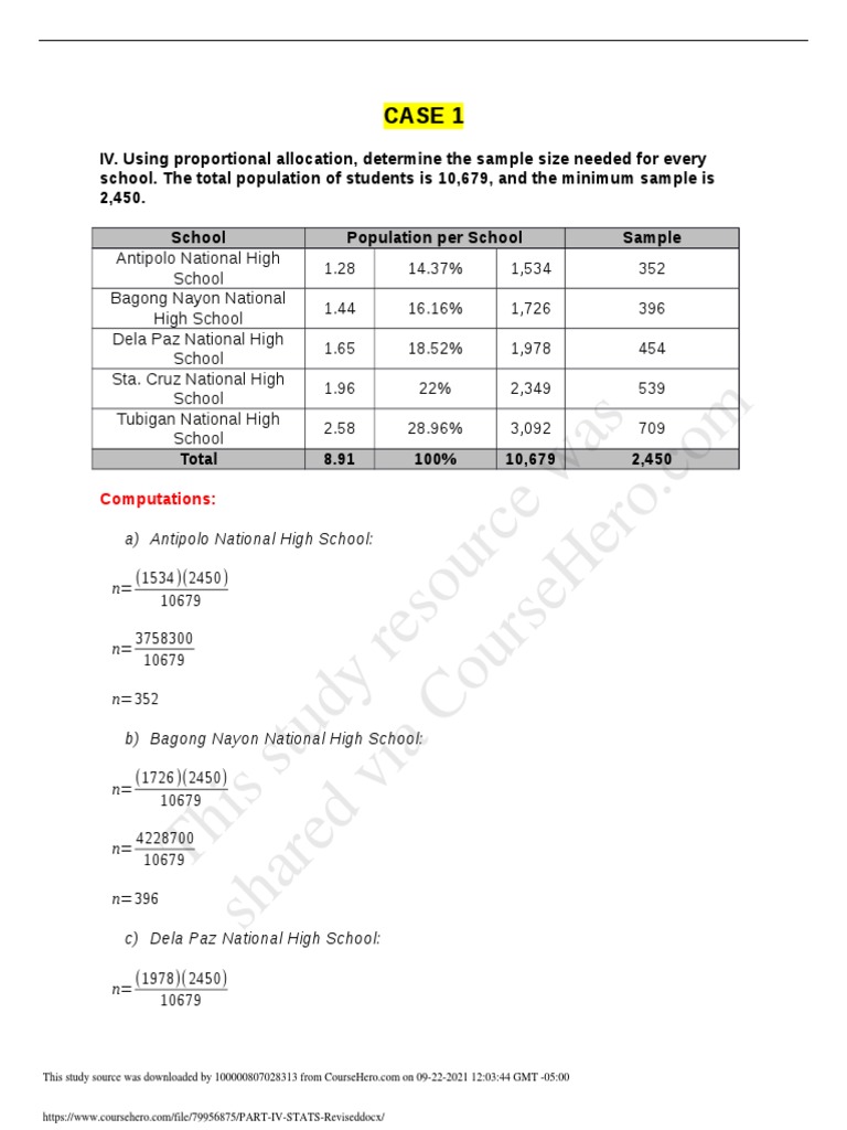 This Study Resource Was: Case 1 | PDF | Sampling (Statistics) | Statistics