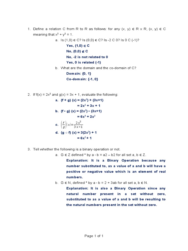 Relation and Binary Operations Explained | PDF