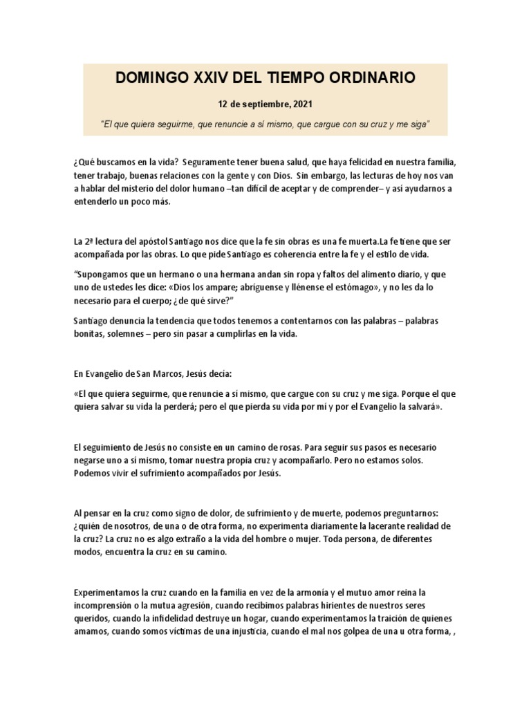 Domingo Xxiv Del Tiempo Ordinario | PDF | Jesús | Amor