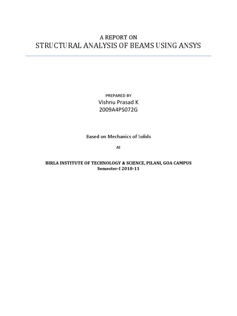 Stuctural Analysis Using Ansys Pdf Bending Structural Engineering
