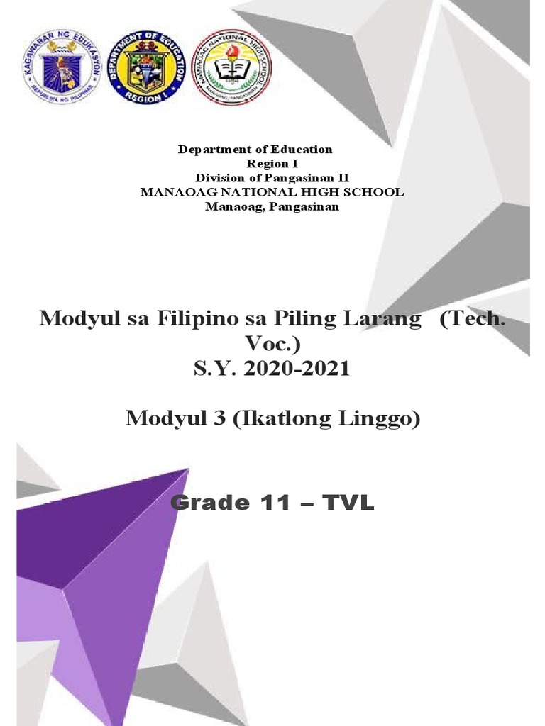 Fil Sa Piling Larang Tech - Voc Q1 WK3 | PDF