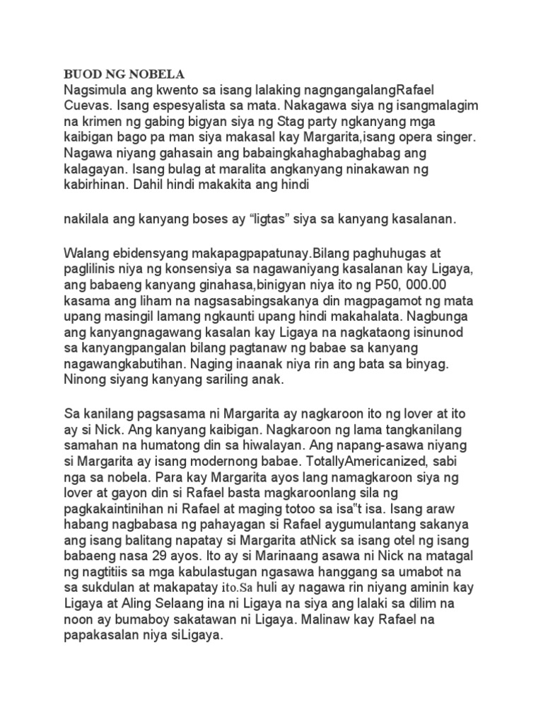 Buod NG Nobela Lalaki Sa Dilim | PDF