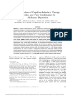 A Comparison of Cognitive-Behavioral Therapy, Sertraline and Their Combination For Adolescent Depression