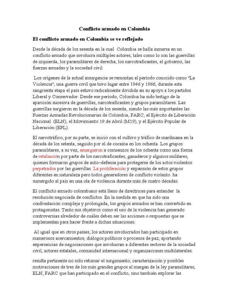 Conflicto Armado en Colombia | PDF | Guerra de guerrillas | Colombia