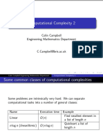 Computational Complexity 2: Colin Campbell Engineering Mathematics Department