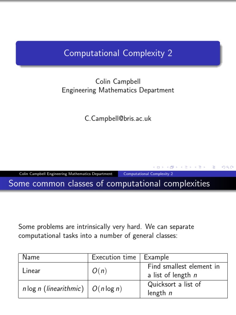 Computational Complexity 2: Colin Campbell Engineering Mathematics ...