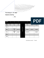 Teacher's Timetable: This Belongs To: Mr. Majdi Subject(s) Teaching: oPE