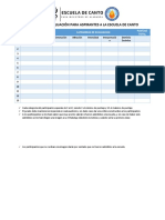 Formato de Evaluación para Audicion de Canto