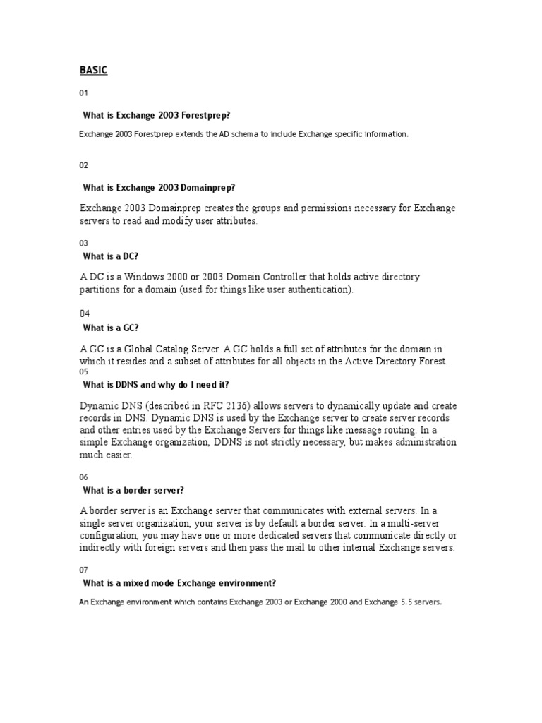 Basic: What Is Exchange 2003 Forestprep? | PDF | Active Directory ...