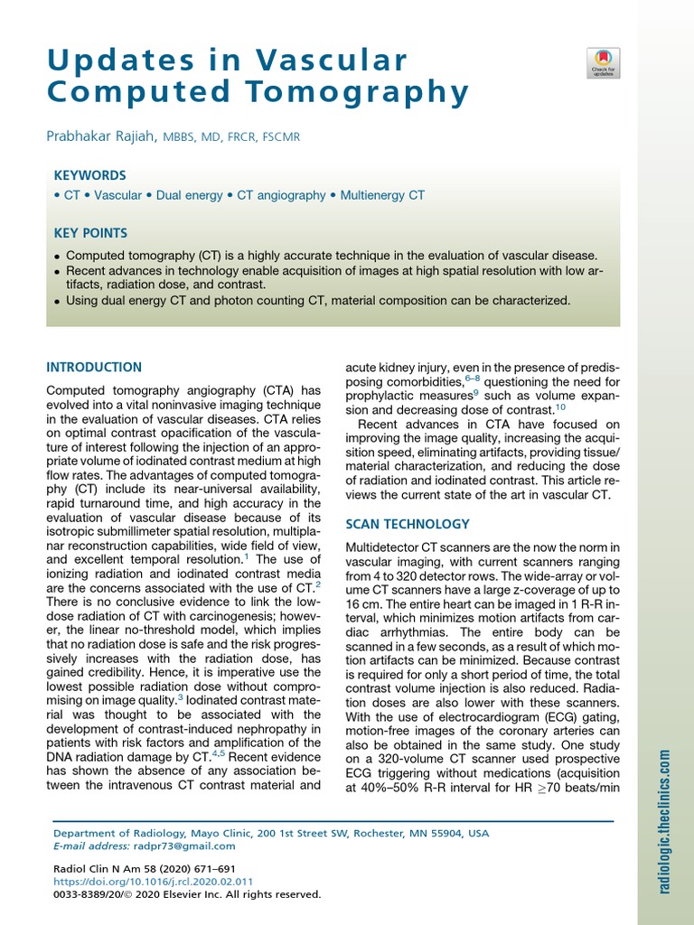 Advances in Vascular CT Imaging | PDF | Ct Scan | Radiography