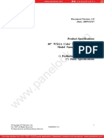 Product Specifications 40" WXGA Color TFT-LCD Module Model Name: T400XW01 V4