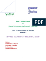 Draft Training Manual For General Entrepreneurship Courses in Universities