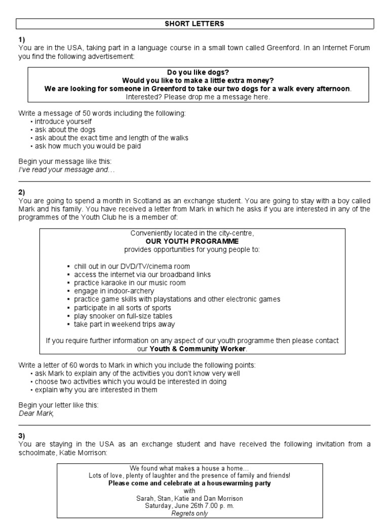 Writing Short Letters for Various Situations | PDF | The Phantom Of The ...