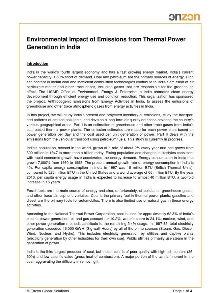 Environmental - Impact of Electricity | PDF