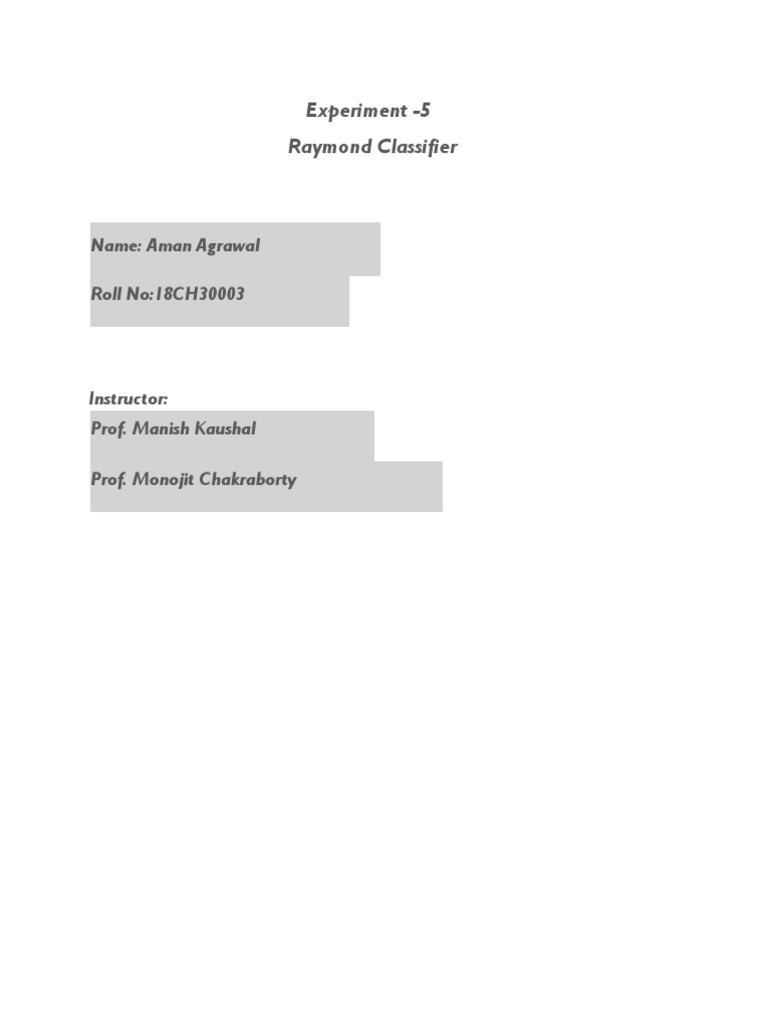 Raymond Classifier Effectiveness Study | PDF | Mass | Physical Sciences