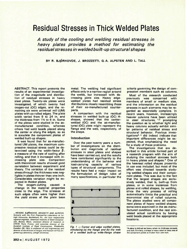 Residual Stresses in Thick Welded Plates | PDF | Stress (Mechanics ...