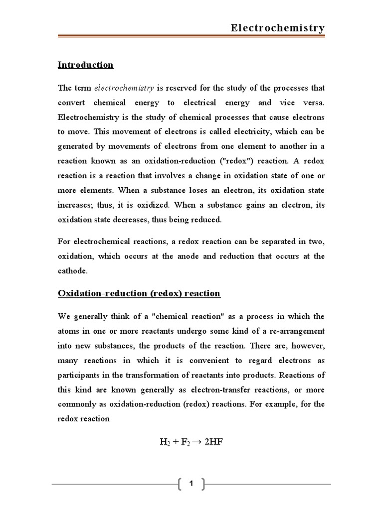 Understanding Electrochemistry Basics | PDF | Electrochemistry | Redox