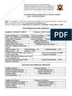 Planilla de Preinscripción de Aspirantes (Plan "Simón Bolívar") (Internet)