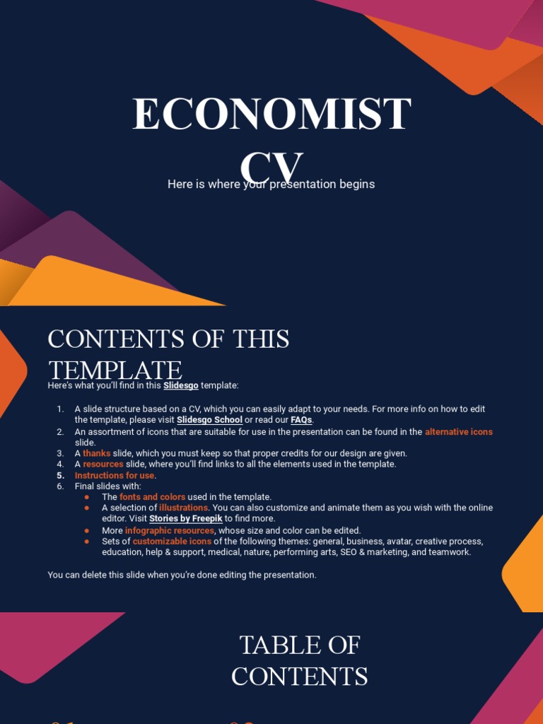 Economist CV by Slidesgo | PDF | Planets | Mercury (Planet)