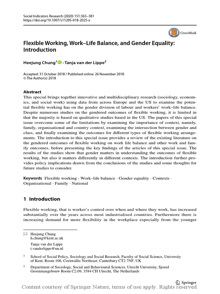 Flexible Working Work-Life Balance and Gender Equa | PDF | Gender ...