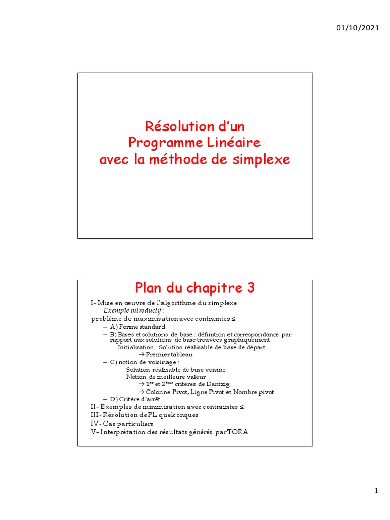 Méthode du Simplexe en Programmation Linéaire | PDF | Optimisation ...