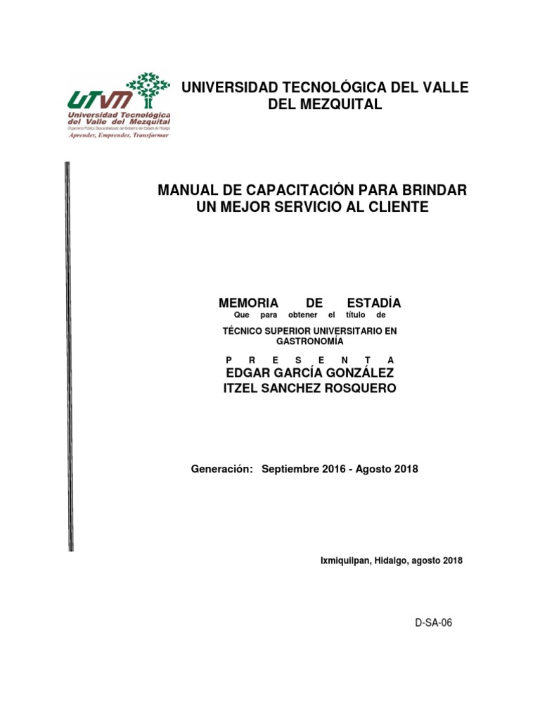Manual de Capacitación para Brindar Un Mejor Servicio Al Cliente | PDF ...