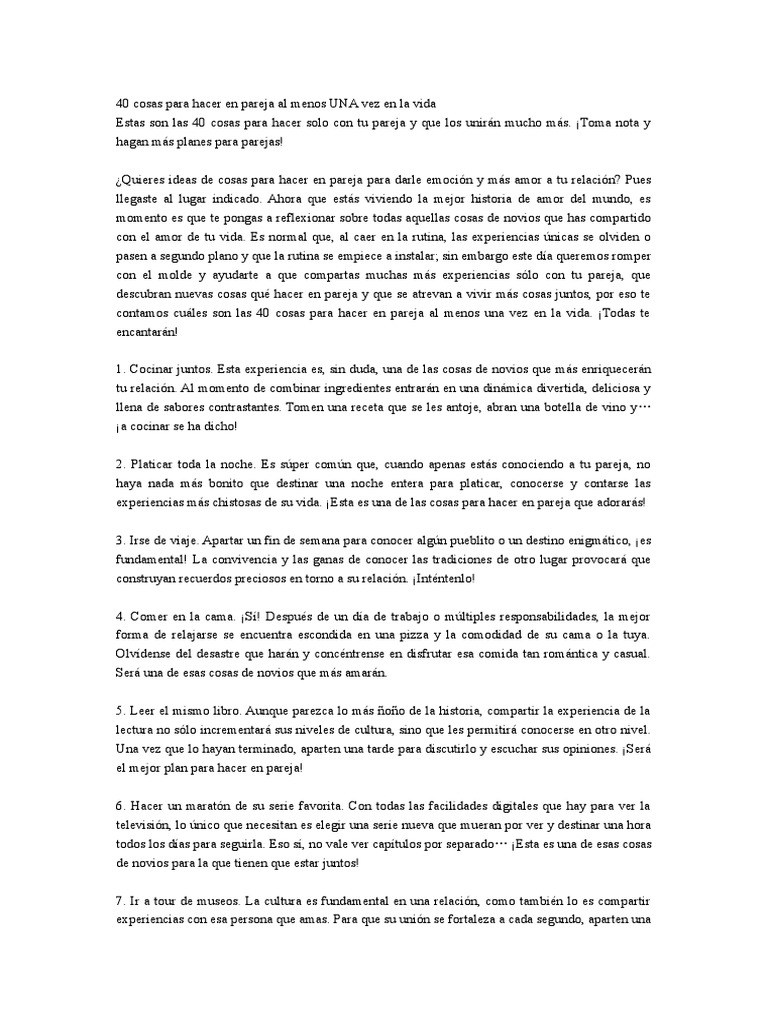 Ideas para Hacer en Pareja, PDF