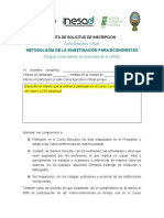 Carta de Solicitud de Inscripción - METODOLOGÍA DE LA INVESTIGACIÓN PARA ECONOMISTAS (Fundación INESAD)