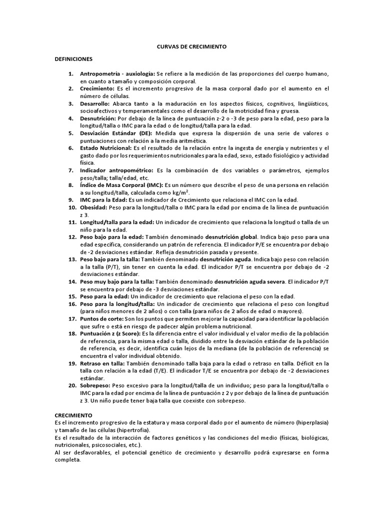 Curvas de Crecimiento PDF Índice de masa corporal Obesidad