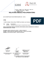 Relatório Médico Pós-Operatório: Alta Hospitalar Com Orientações Às: 14:45 H