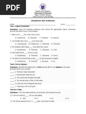 Diagnostic Test -English 8