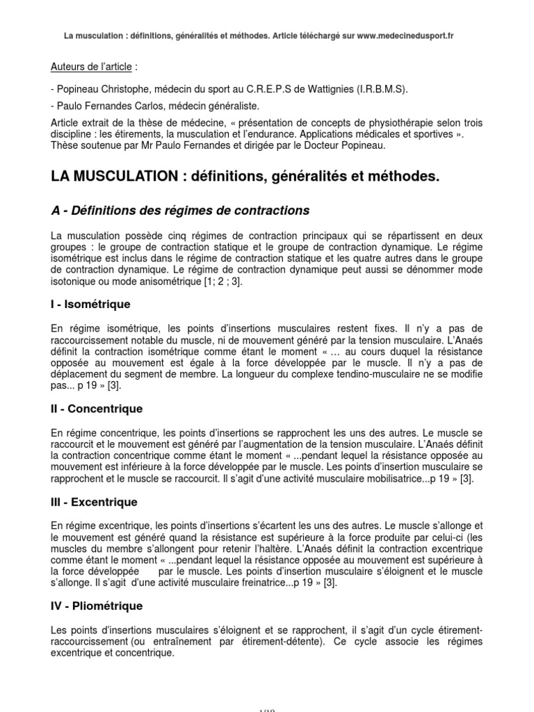 These Musculation Definitions Generalites Methodes - 