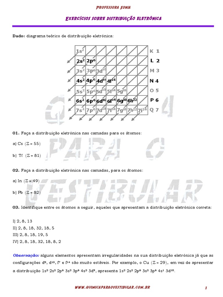 Distribuição Eletrônica Exercícios | PDF | Configuração eletrônica ...