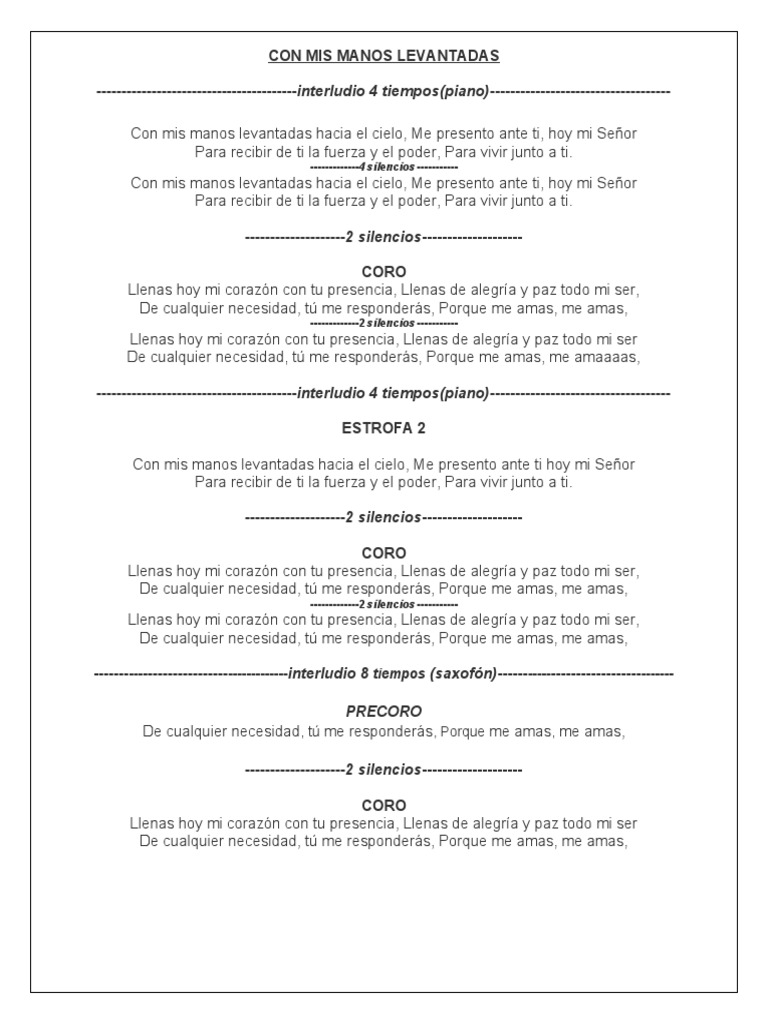 Con Mis Manos Levantadas Hacia El Cielo | PDF