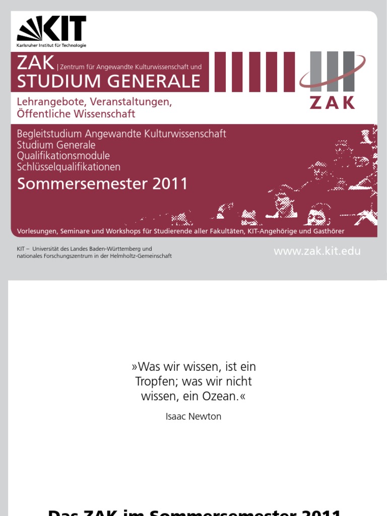 Vorlesungen Universität Karlsruher Institut für Technologie KIT Universität Karlsruhe SS 2011 ZAK