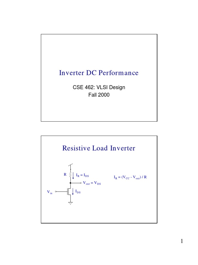 Inverter DC Performance: CSE 462: VLSI Design Fall 2000 | PDF